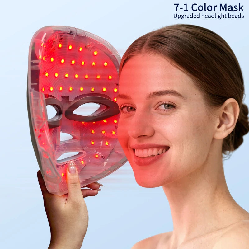 Facial LED Mask Rechargeable ,7 Colors LED Photon Beauty Mask Skin Rejuvenation Face